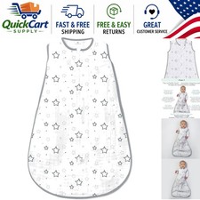 Safe Snug Sterling Stars Muslin Sleeping Sack with 2-Way Zipper - Large Size