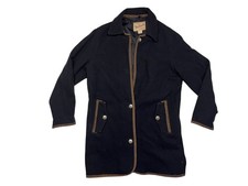 WOOLRICH x USA-MADE Blue Warm WOOL TRENCH PEA-COAT Winter Hike Jacket Women's M