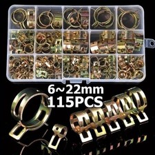 115pcs Hose Clamps Assortment Kit Steel Spring Clip Water Fuel Tube Air Pipe New