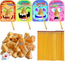 28 Pcs I Pick Your Nose Pencil and Sharpener with Valentines Greeting Cards for