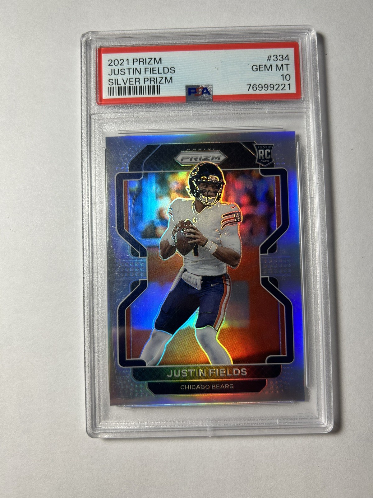 2021 Panini Prizm Silver Justin Fields PSA 10 Rookie 334 RC Chiefs