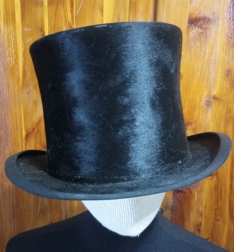 Antiker Biber Zylinder Hut Extra Qualität Knox New York Seidenfutter Größe 7 1/8