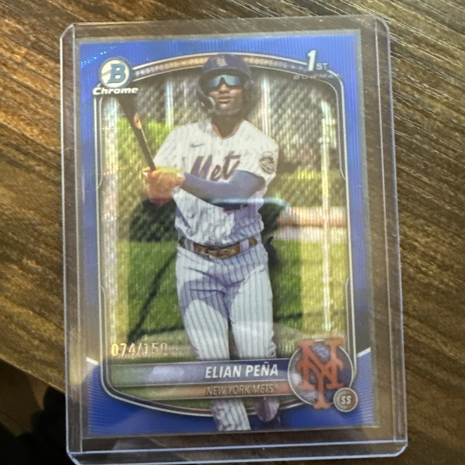2025 Bowman Chrome Prospects Blue Wave #BCP-155 Elian Pena 1st Mets 074/150