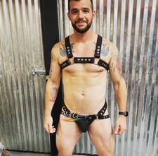 Men Leather Body Harness Chest Armor Button Accessory Adjustable Strap.