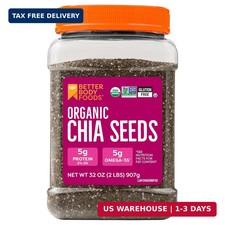 BetterBody Foods Organic Chia Seeds 2 lbs, 32 Oz, with Omega-3, Non-GMO, Gluten
