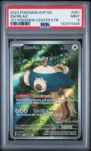 2023 POKEMON 151 POKEMON CENTER ELITE TRAINER BOX SNORLAX PSA 9