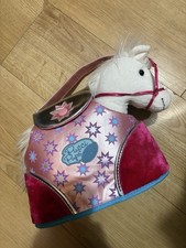 Pucci Pups & Friends Plush Stuffed White Pony Horse Carrier Purse Tote Pink