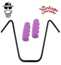 Original Lowrider 22" 22.2 Ape Handlebar Black 0214 120mm Grips Solid/Purple