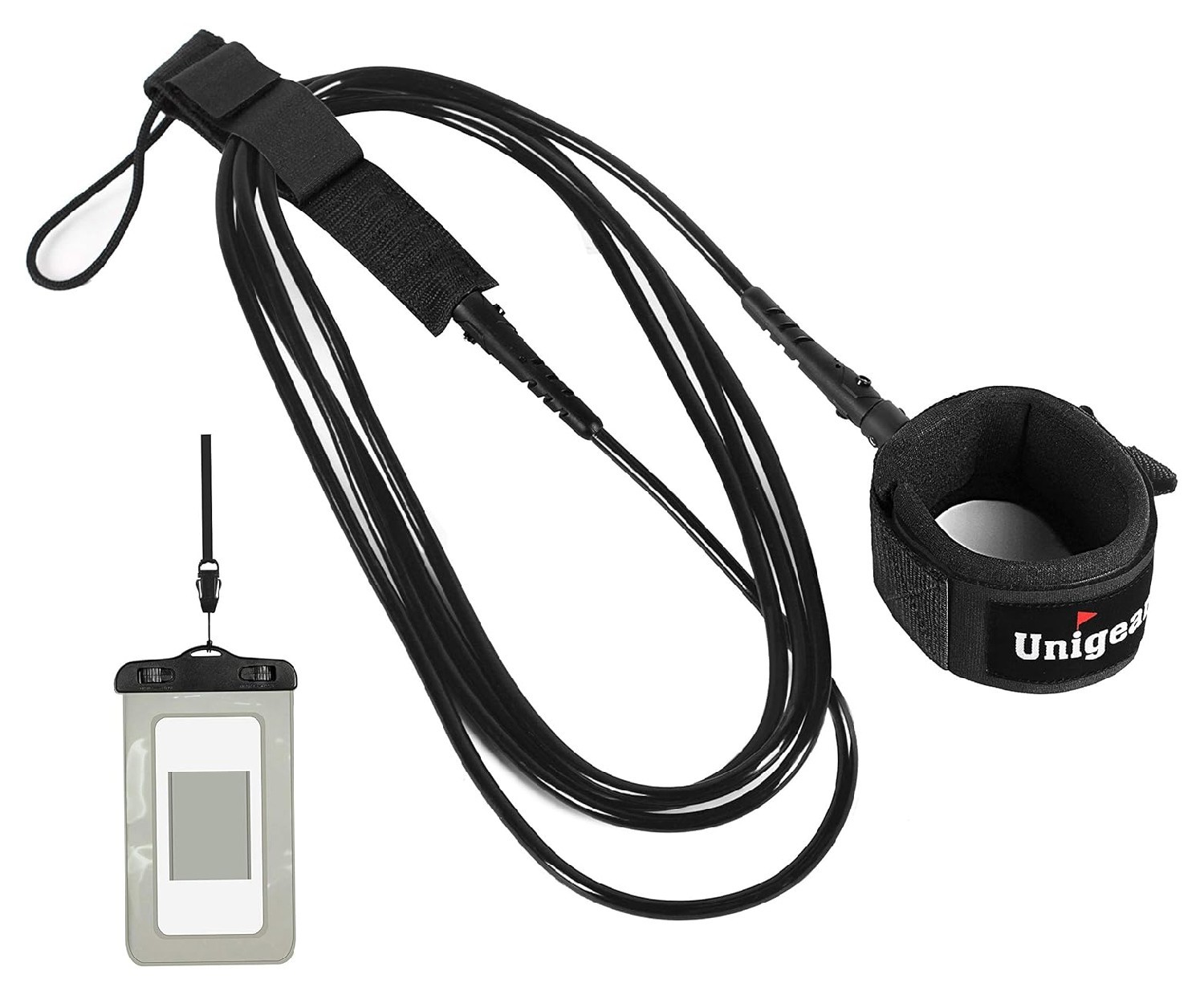Unigear Surfboard Leash 6 Feet Straight Surf Leash Safer Unbounded w/ Phone case