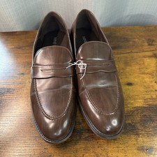 Nine West Men’s Brown Leather Penny Loafers - Slip-On Dress Shoes - Size