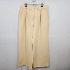 Abercrombie & Fitch Ultra High-Rise Wide Leg Trouser Pant Pastel Yellow 14 Short