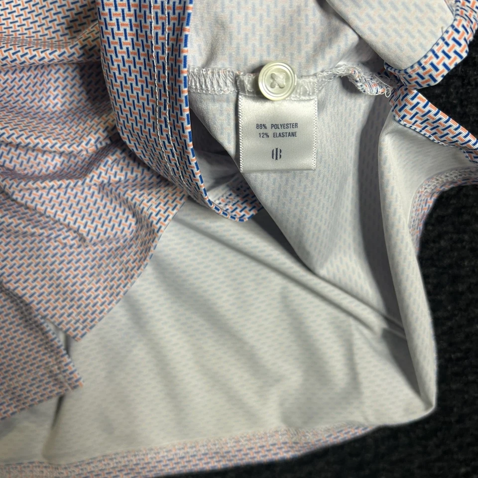 Camisa Polo Holderness & Bourne Para Hombres XL Ajuste A Medida Golf PGA Tour Estampado Azul Foto 4 de 4