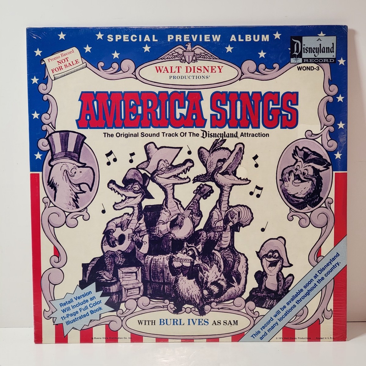 Vtg 1974 Special Preview Album Disneyland America Sings Vinyl