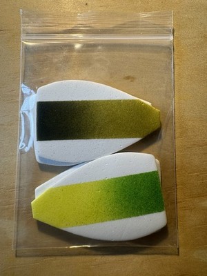 Foam Popper Head- Crease Fly Blanks- 1/0 2/0 3/0- Olive Fade + Green/chart Fade