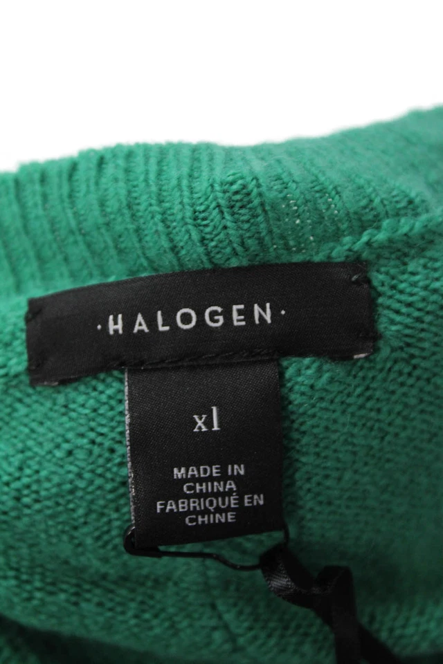 Suéter halógeno para mujer con lazo trasero cuello redondo lana verde selva talla extra grande Foto 4 de 4