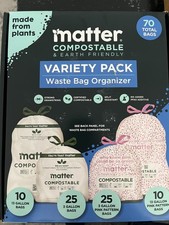 Compostable Variety Pack 3 Gallon and 13 Gallon Trash Bags with Drawstrings