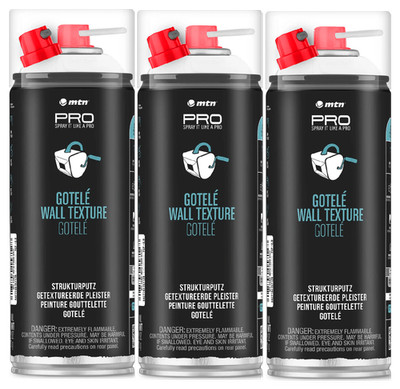 Weißer Dekorputz-Sprühfarbe 3 x 400 ml, Rohwand-Effekt, MTN PRO Gotelé