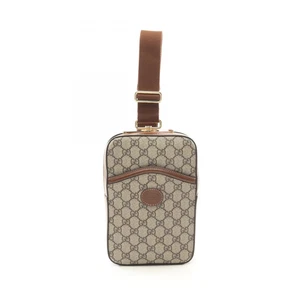 GUCCI Interlocking G GG Supreme Taille Sac Body Bag PVC Toile enduite Cuir
