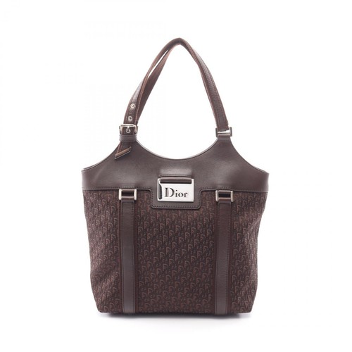 Christian Dior Street chic Trotter Tote Handbag canvas leather Brown Used Women