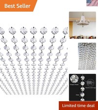 Adjustable 99ft Crystal Bead Garland - 14mm Octagon for Weddings  Parties