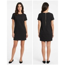 Lulus Black Exposed Gold Zipper Short Sleeve Shift Dress Women Size S