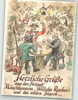 39915679 - 3450 Holzminden signed Kubber nut Muenchhausen Wilhelm Raabe and the