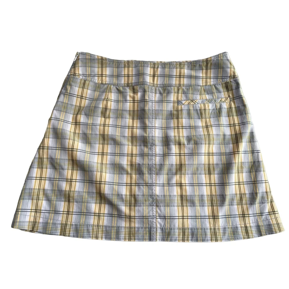 Annika Cutter & Buck Pantalón Corto de Golf a Cuadros Amarillo Gris Blanco Mujer Talla 8 Foto 4 de 4