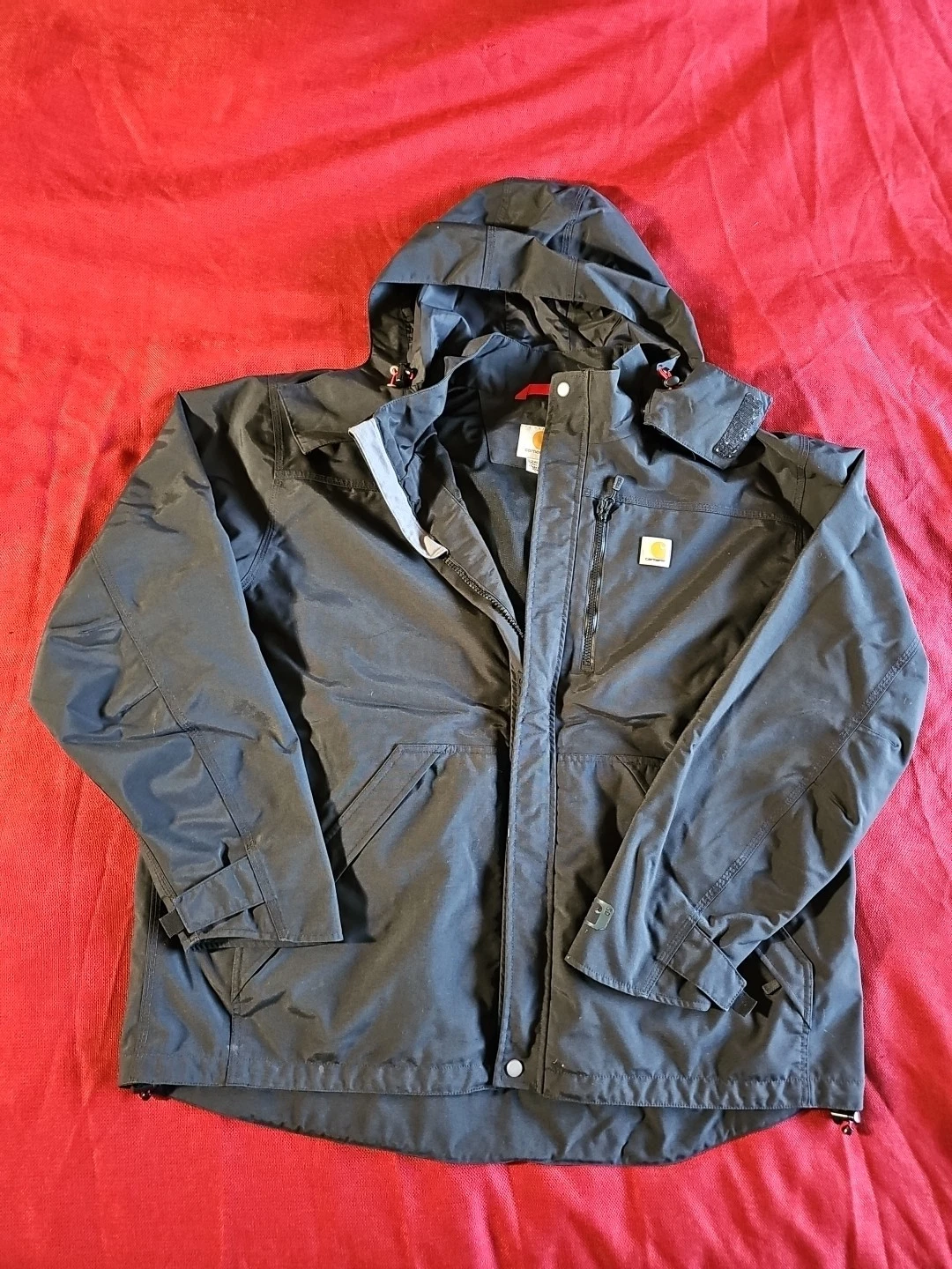 Mens M Carhartt Shoreline Storm Defender Black Waterproof Jacket Detachable Hood