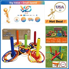 Kids Ring Toss Game Indoor Outdoor Safe Foam Poles Bases Family Fun