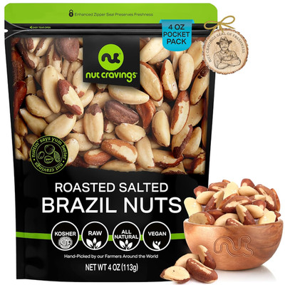 - Brazil Nuts Roasted & Salted - No Shell, Whole (4Oz - 0.25 LB) Bulk Nuts Packe