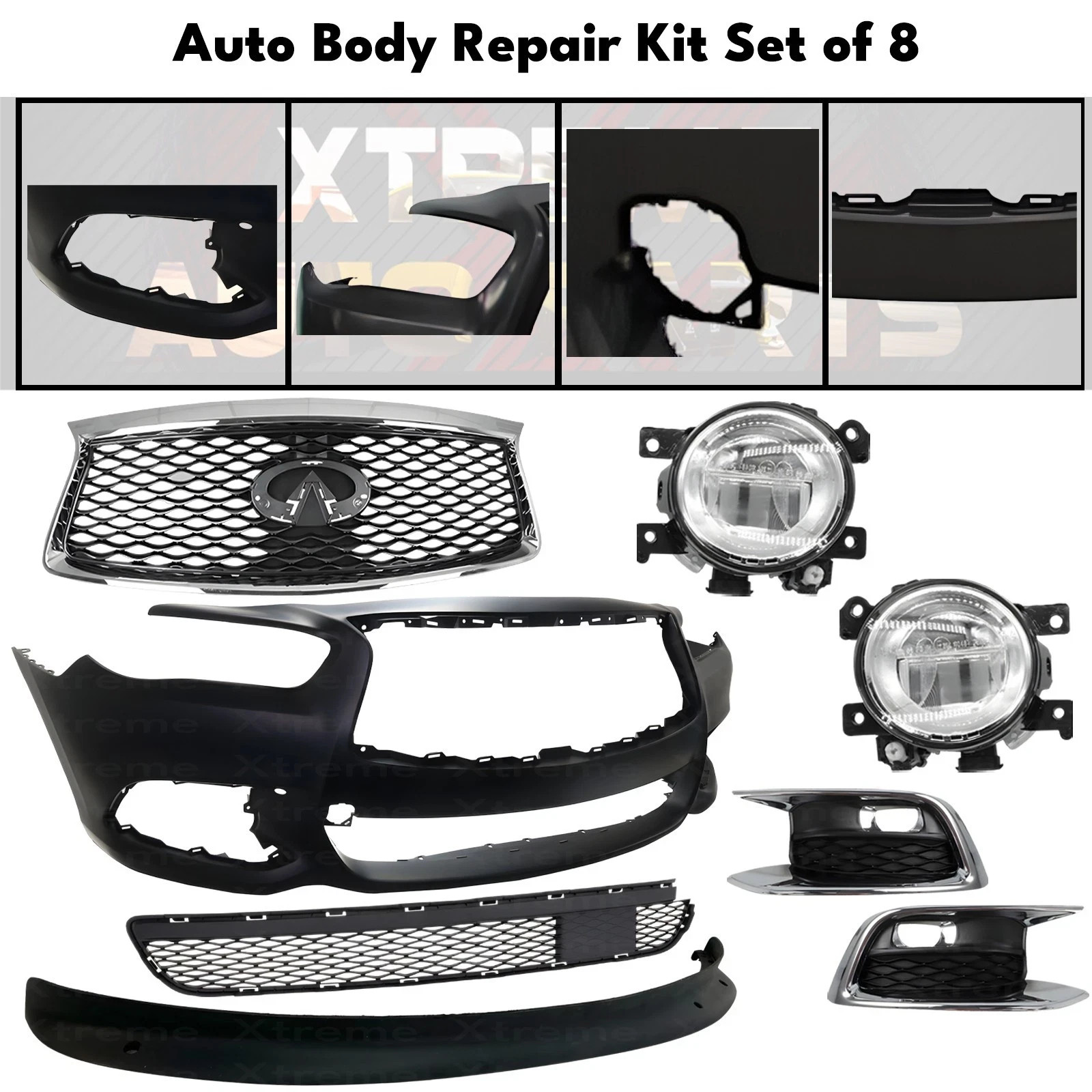 Front Bumper Cover Primed Plastic & Grille Assembly For 2016-2020 Infiniti QX60 thumbnail 2