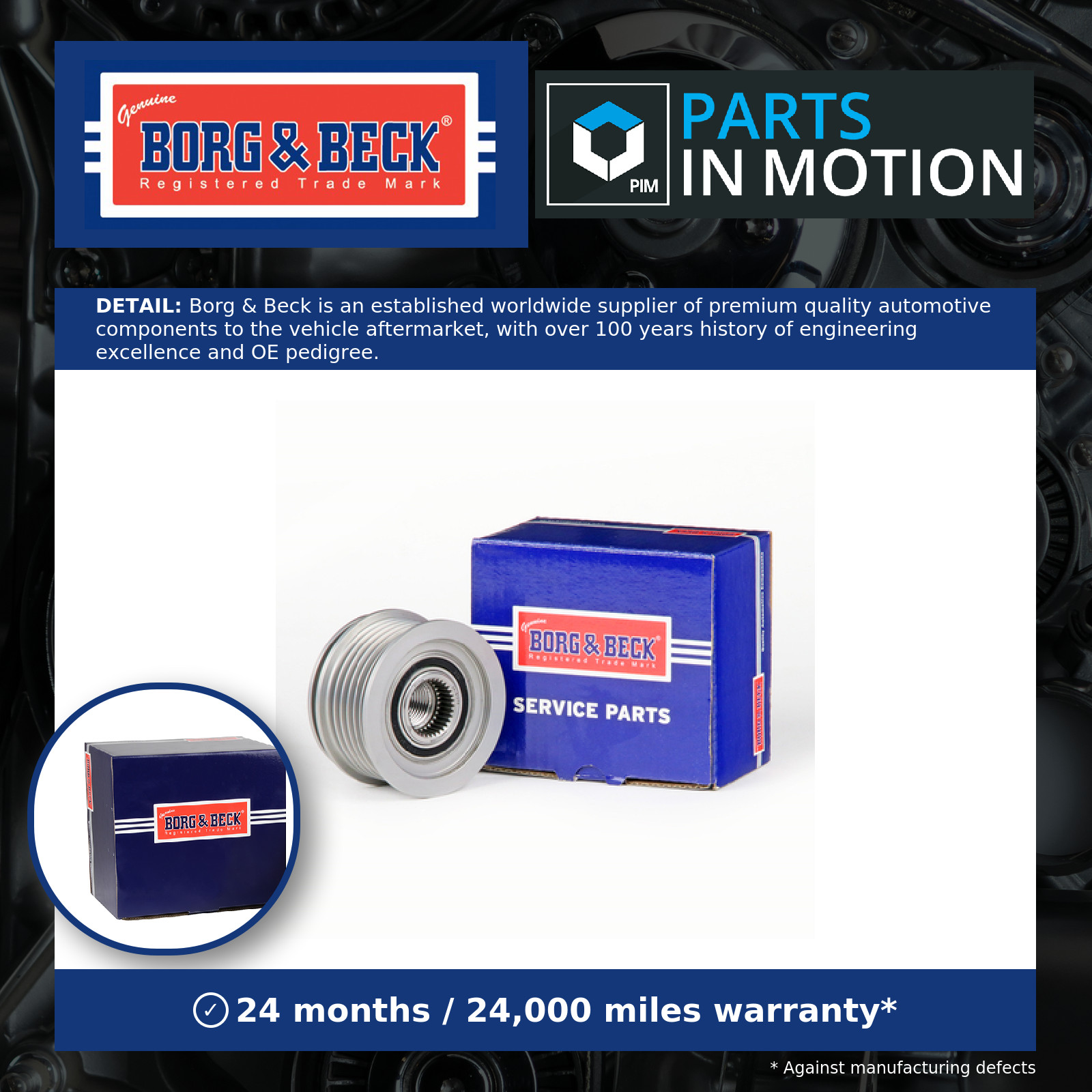 Overrunning Alternator Pulley BBA5039 Borg & Beck Clutch 06B903119B 06B903119D