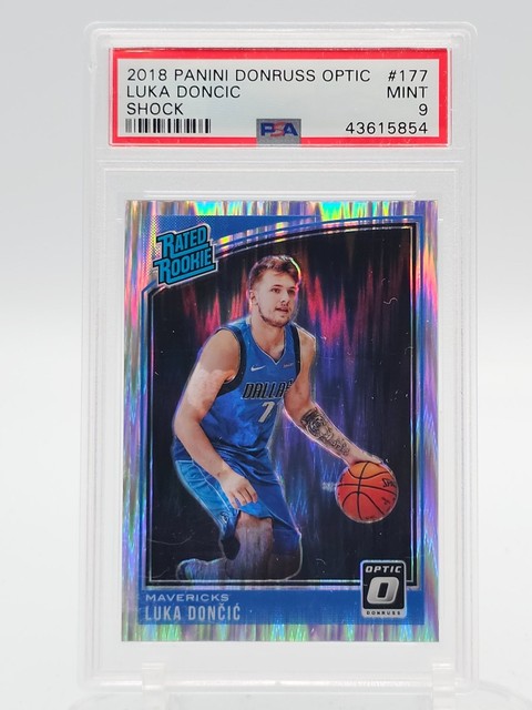Luka Doncic 2018-19 Donruss Optic Rated Rookie Shock Prizm RC #177 PSA 9 Q1387