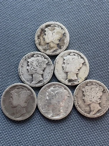 6 Mercury Silver Dimes Lot | Exact Coins Shown | 90% Silver | Bulk #280