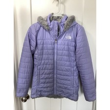 The North Face Girl's Reversible Mossbud Swirl Parka Jacket Purple Size Large