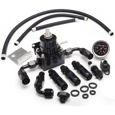 YESHMA EFI Fuel Pressure Regulator Kit 0-100psi with Gauge 6AN black 