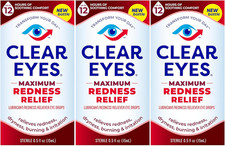 Clear Eyes Maximum Redness Eye Relief Eye Drops, 0.5 Fl Oz, Pack of 3
