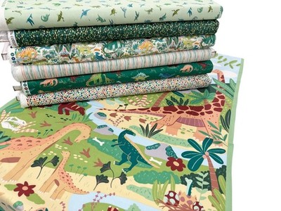 Dinosaurier Baumwollstoff Urzeit Freunde für Patchwork und Quilten von Andover