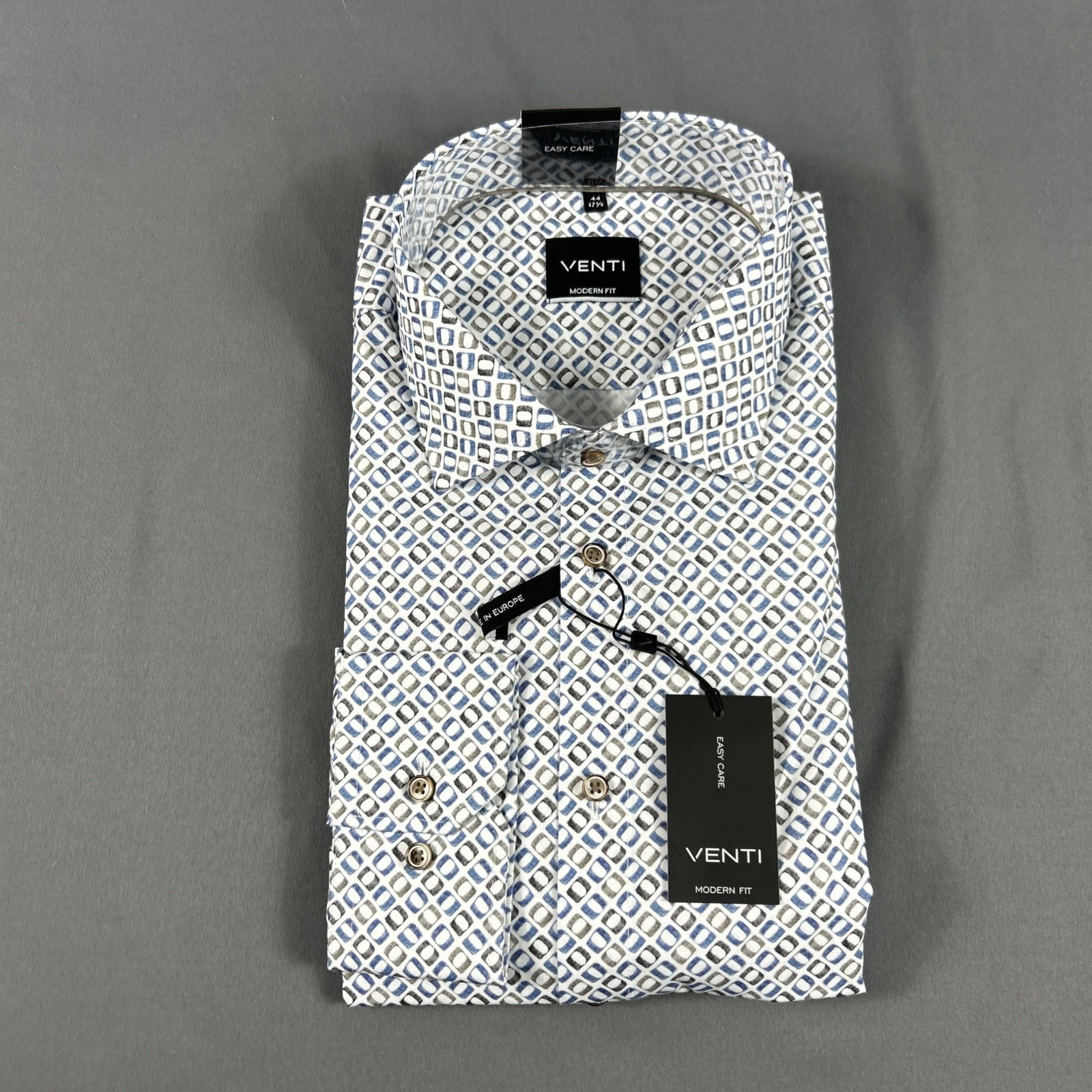 Venti Dress Shirt Button Down Easy Care Geo 44 17-17.5 Multicolor NWT MSRP $70