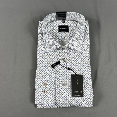 Venti Dress Shirt Button Down Easy Care Geo 44 17-17.5 Multicolor NWT MSRP $70