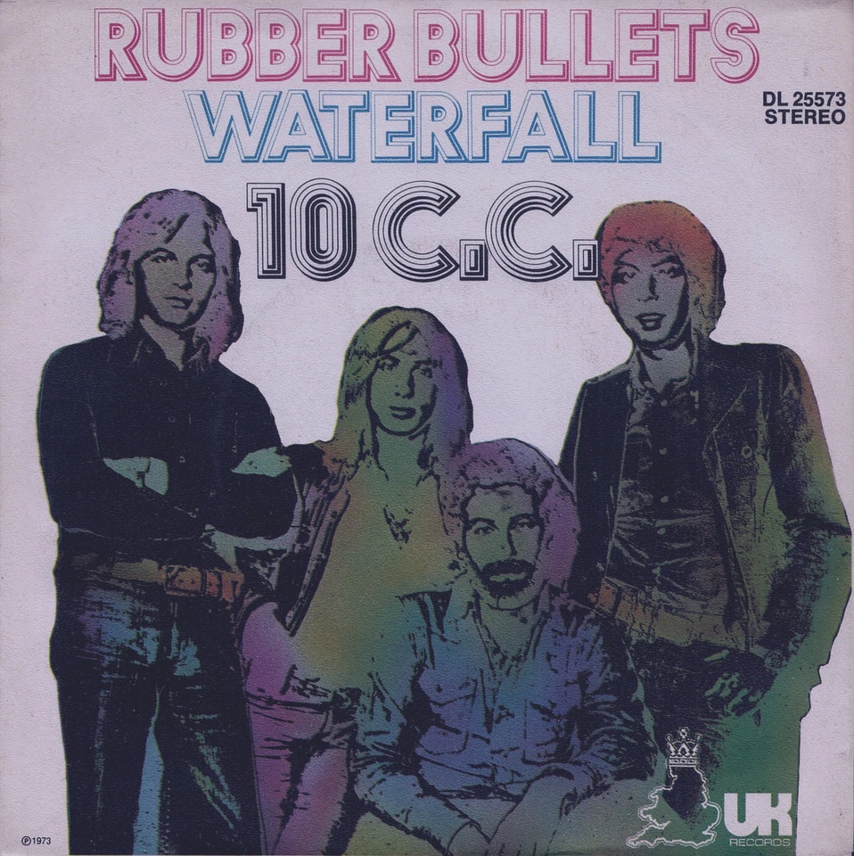 10cc: Rubber Bullets / Waterfall (´73 / rare orig. German WHITE LABEL PROMO 7") - Bild 1 von 1