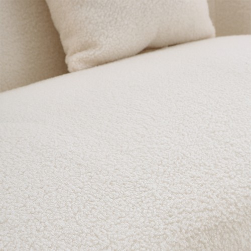 White Teddy Fabric 2-Seater Sofa Modern Compact Sofa Apartment Size Couch - Picture 8 of 17