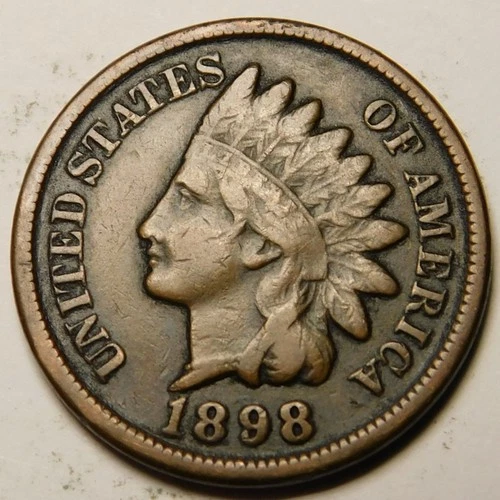 1898 Indian Head Cent Penny F-VF  "Actual Coin Pictured"