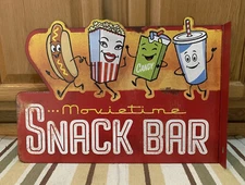 Snack Bar Popcorn Home Theater TV Movie Room Cinema Flange Vintage Style Sign
