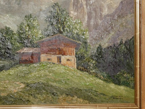 Hans Otto Kraus paysage alpin avec ferme de montagne - Photo 4/9
