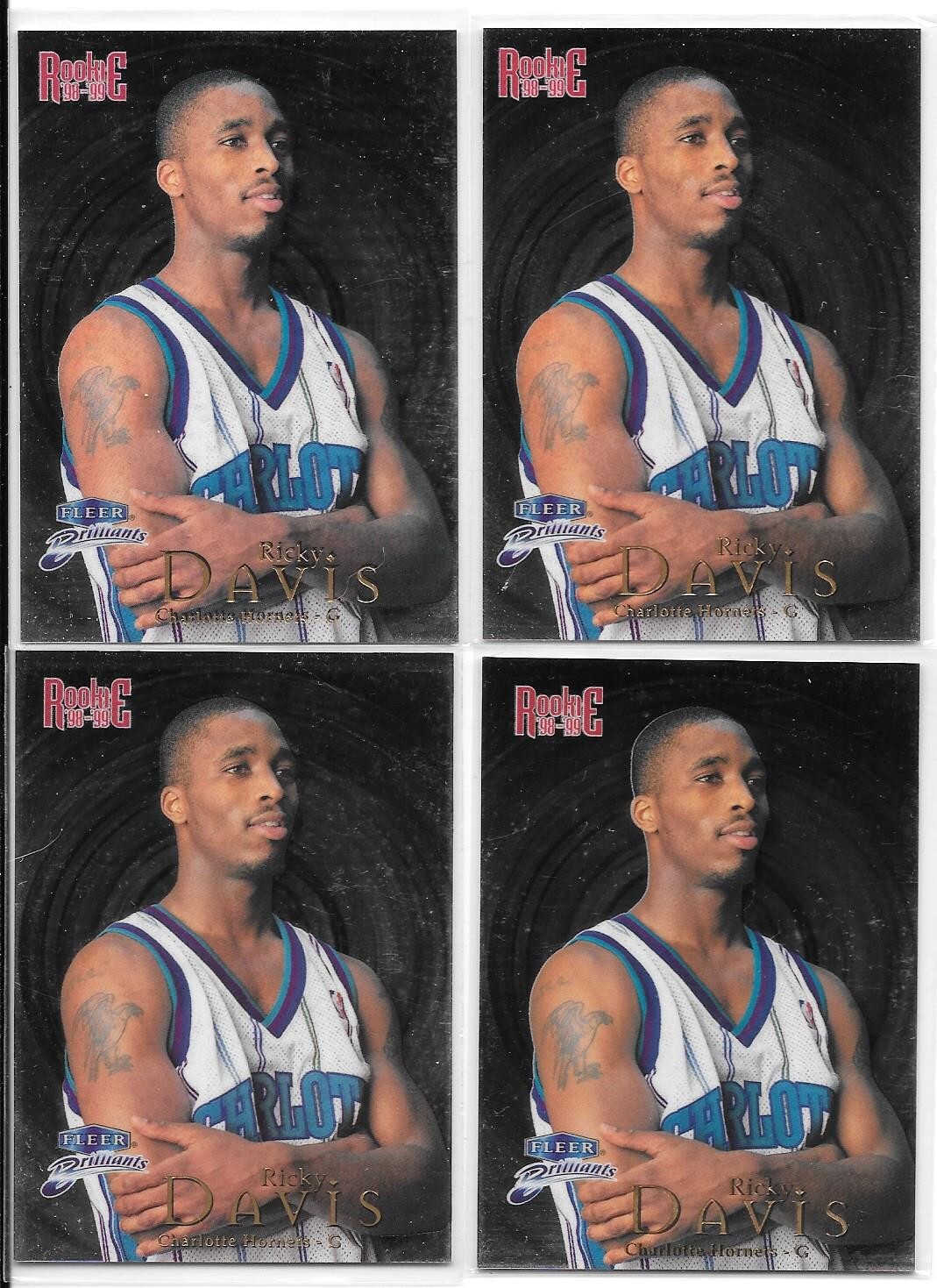 RICKY DAVIS ROOKIE LOT 1998-99 FLEER BRILLIANTS 119 CHARLOTTE HORNETS IOWA HAWKS