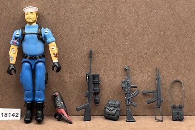 BLACK MAJOR CUSTOM NAVAL CREW TASK FORCE SAILOR Brown Hair & Parrot G.I. Joe