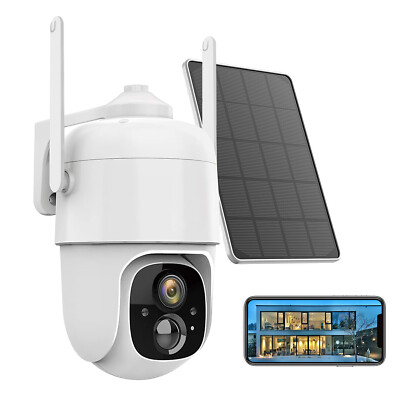Solar Battery Powered Wifi Outdoor Pan/Tilt Home Security Camera System Wireless