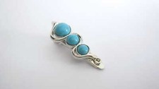 Small turquoise blue stone silver wavy metal alligator hair clip fine thin hair