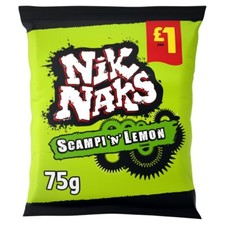 20 x Nik Naks Scampi 'N' Lemon NikNaks Crisps 75g Full Case 48 HOUR DELIVERY